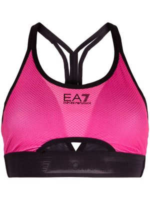 Ea7 Emporio Armani logo-print cut-out sports bra - Pink