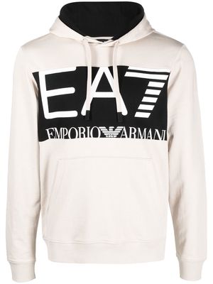 Ea7 Emporio Armani logo-print detail hoodie - Grey
