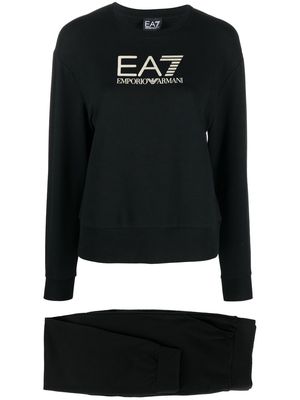Ea7 Emporio Armani logo-print detail tracksuit set - Black