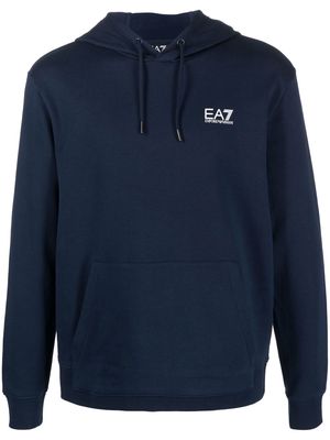 Ea7 Emporio Armani logo-print drawstring hoodie - Blue