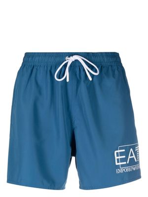 Ea7 Emporio Armani logo-print drawstring swim shorts - Blue