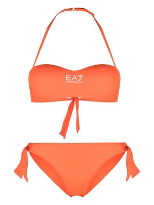 Ea7 Emporio Armani logo-print halterneck bikini set - Orange