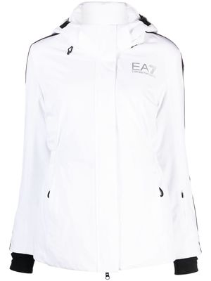 Ea7 Emporio Armani logo-print hooded puffer jacket - White