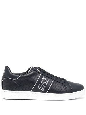 Ea7 Emporio Armani logo-print leather sneakers - Black