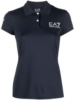 Ea7 Emporio Armani logo-print performance polo shirt - Blue
