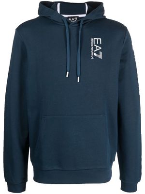 Ea7 Emporio Armani logo print pullover hoodie - Blue