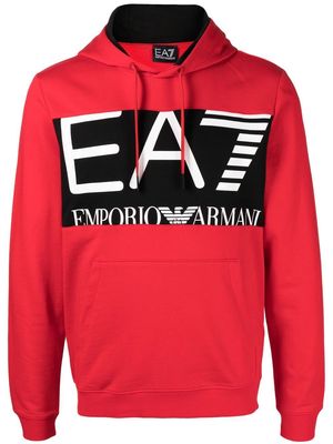 Ea7 Emporio Armani logo print pullover hoodie - Red