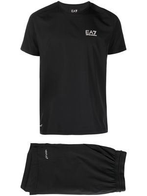 Ea7 Emporio Armani logo-print shorts set - Black