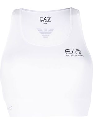 Ea7 Emporio Armani logo print sports bra - White
