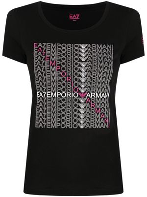 Ea7 Emporio Armani logo-print stretch-cotton T-shirt - Black