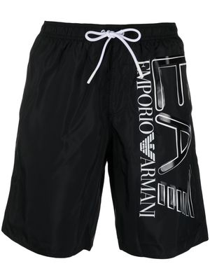 Ea7 Emporio Armani logo-print swimming shorts - Black