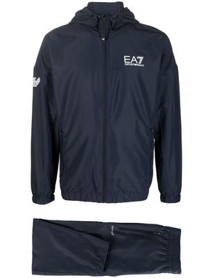 Ea7 Emporio Armani logo-print zip-up hooded jacket - Blue