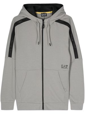 Ea7 Emporio Armani logo-raised zipped hoodie - Grey