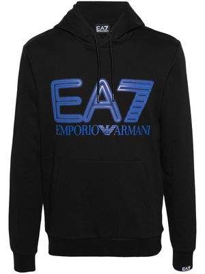 Ea7 Emporio Armani Logo Series hooded cotton sweatshirt - Black