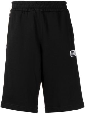 Ea7 Emporio Armani logo-tape cotton Bermuda shorts - Black