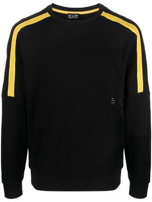 Ea7 Emporio Armani logo-tape cotton sweatshirt - Black