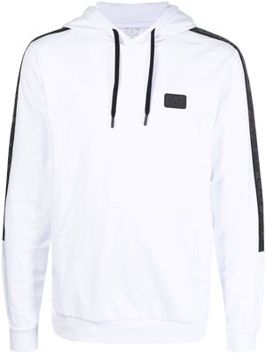 Ea7 Emporio Armani logo-tape drawstring hoodie - White