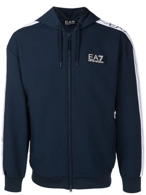 Ea7 Emporio Armani logo-trim hooded jacket - Blue