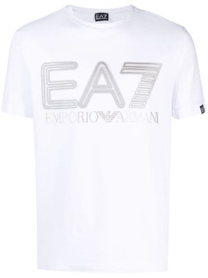 Ea7 Emporio Armani metallic logo-print jersey T-shirt - White