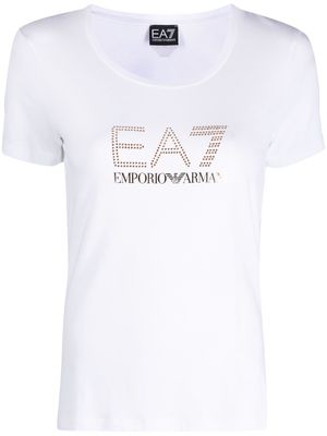 Ea7 Emporio Armani rhinestone-embellished T-shirt - White