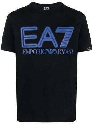Ea7 Emporio Armani screen-printed logo jersey T-shirt - Black