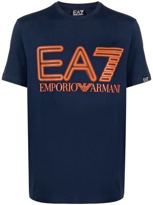 Ea7 Emporio Armani screen-printed logo jersey T-shirt - Blue