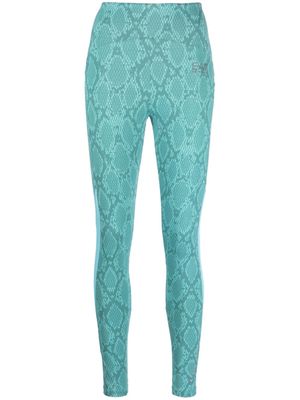 Ea7 Emporio Armani snakeskin-print panelled leggings - Blue
