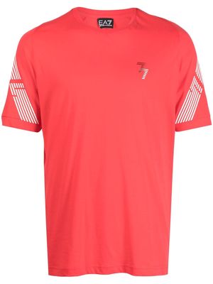 Ea7 Emporio Armani stripe-detail cotton T-shirt - Red