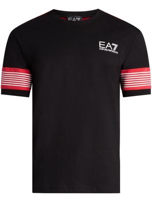 Ea7 Emporio Armani striped logo-print T-shirt - Black
