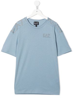 Ea7 Emporio Armani TEEN logo-print cotton T-shirt - Blue
