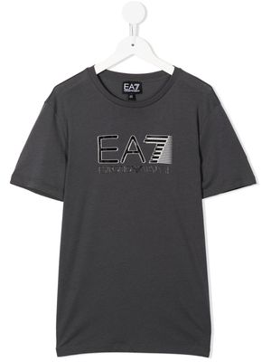 Ea7 Emporio Armani TEEN logo-print cotton T-shirt - Grey