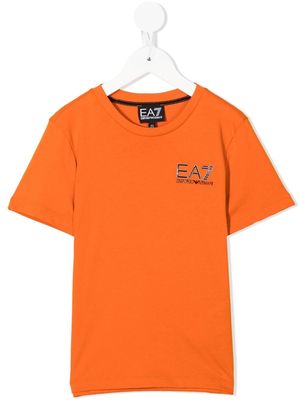 Ea7 Emporio Armani TEEN logo-print cotton T-shirt - Orange