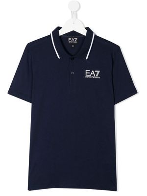 Ea7 Emporio Armani TEEN logo-print polo shirt - Blue