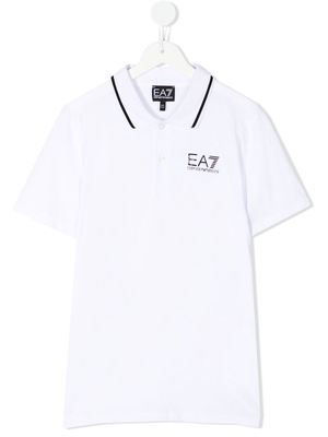 Ea7 Emporio Armani TEEN logo-print polo shirt - White