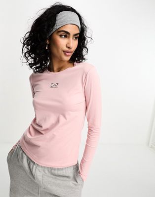 EA7 logo long sleeve T-shirt in light pink