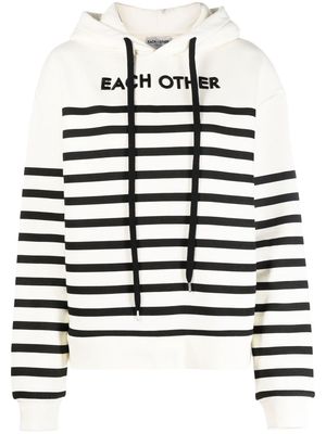 Each X Other Marinière -striped logo pullover hoodie - Neutrals