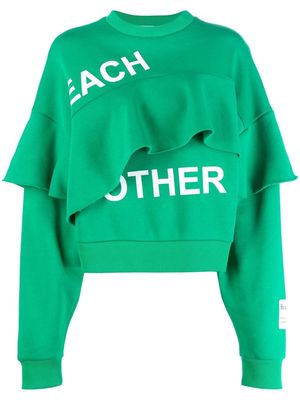 Each X Other ruffled logo-print sweatshirt - Green
