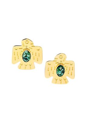 Eagle 24K-Gold-Plated & Turquoise Stud Earrings