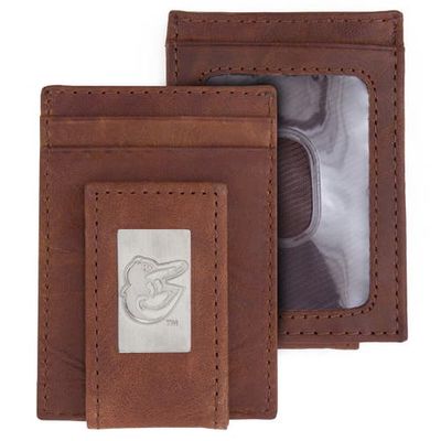 EAGLES WINGS Baltimore Orioles Leather Front Pocket Wallet in Brown