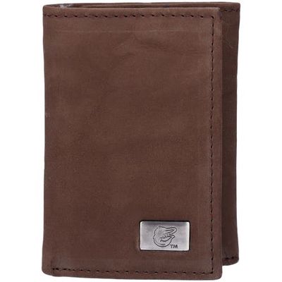 EAGLES WINGS Baltimore Orioles Leather Trifold Wallet with Concho in Brown
