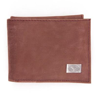 EAGLES WINGS BYU Cougars Leather Bifold Wallet in Brown
