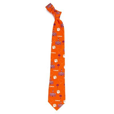 EAGLES WINGS Clemson Tigers Hometown Silk Tie in Orange