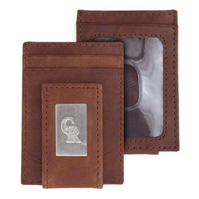 EAGLES WINGS Colorado Rockies Leather Front Pocket Wallet in Brown