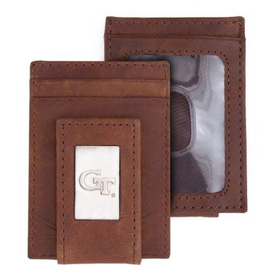 EAGLES WINGS Georgia Tech Yellow Jackets Leather Front Pocket Wallet in Brown