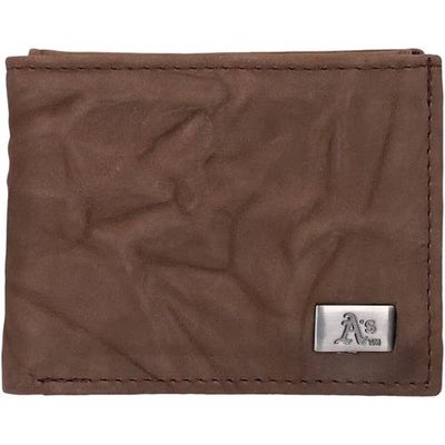 EAGLES WINGS Oakland Athletics Leather Bifold Wallet in Brown