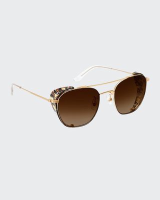 Earhart 24K Gold-Plated Metal Aviator Sunglasses