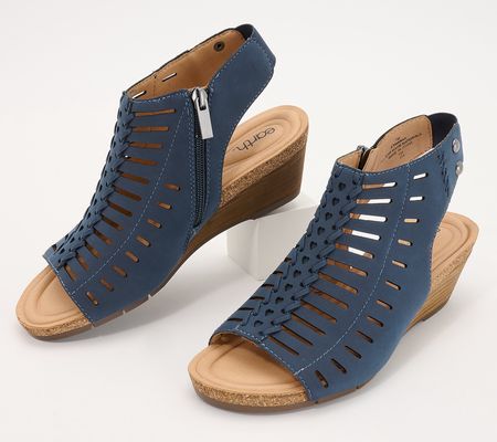 Earth Stacked Low Wedges with Inside Zipper-Hana