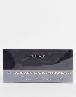 Easilocks Satin Anti-Static Pillowcase Duo in Black-No color