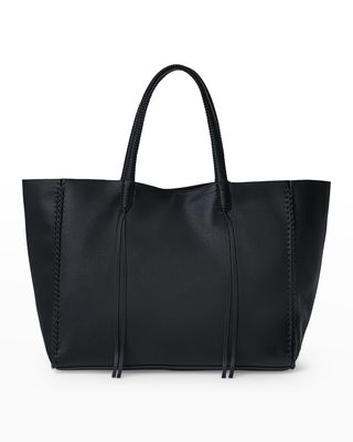 East-West Grained Leather Tote Bag