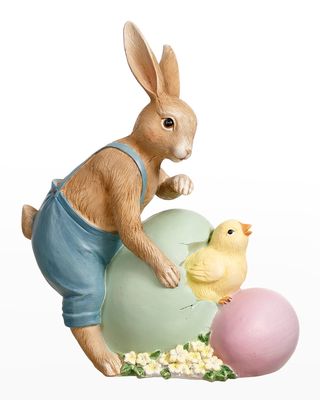 Easter Rabbit with Egg and Chick, 9"